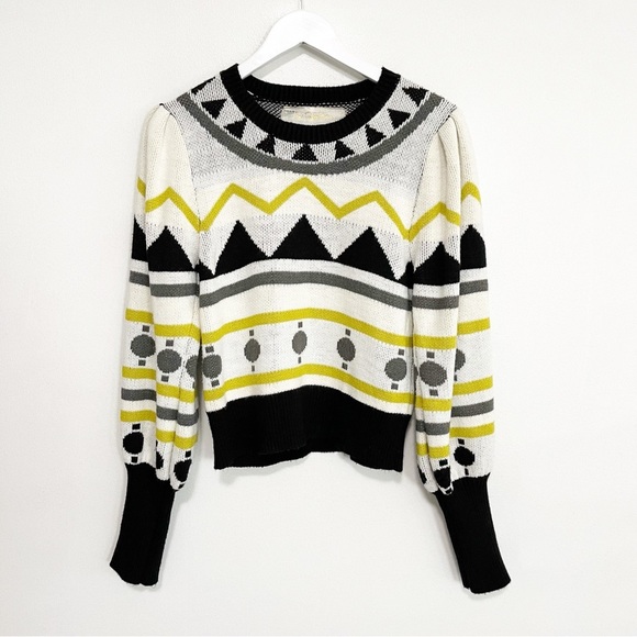 BOGO! Jen's Pirate Booty Aztec Geometric Puff Sleeve Sweater Size XS/S - Picture 2 of 7